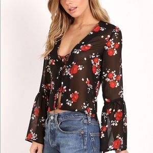 Flynn Skye Boston top in rose cluster size xs